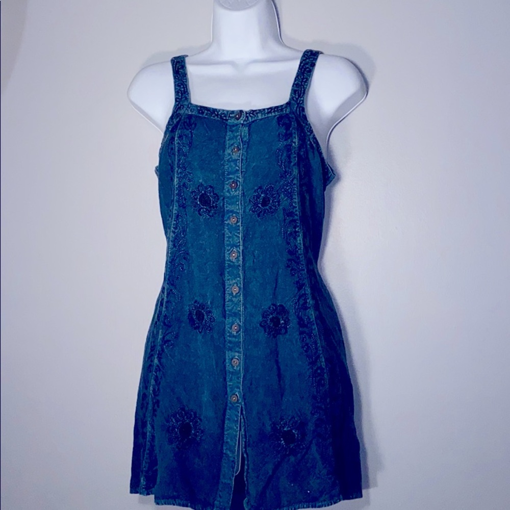 Indian embroidered long tank top with tie back